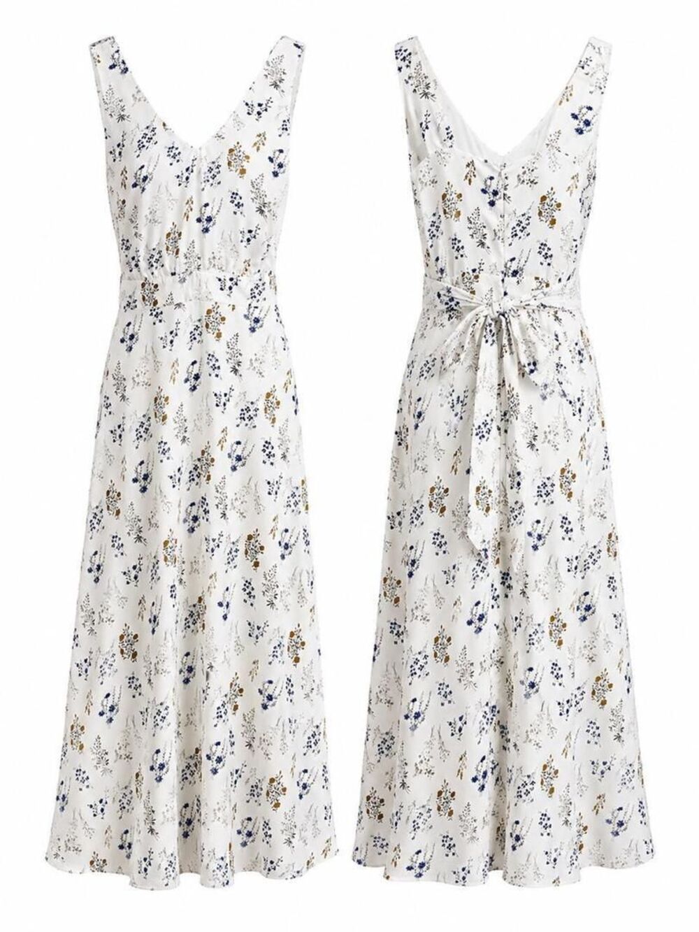Floral Maxi Dress V Neck Tie Back Sleeveless Cottagecore DIP Size 6